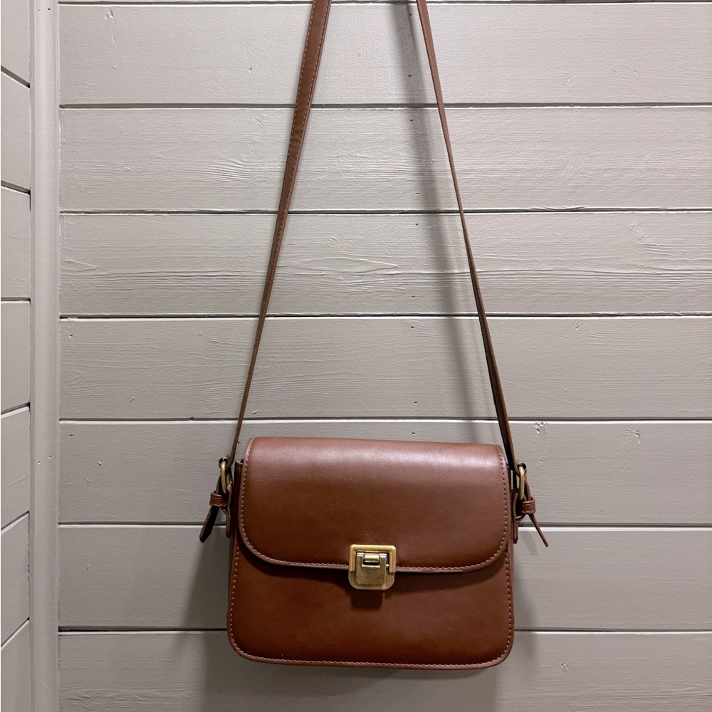 Brown faux Leather Crossbody Bag